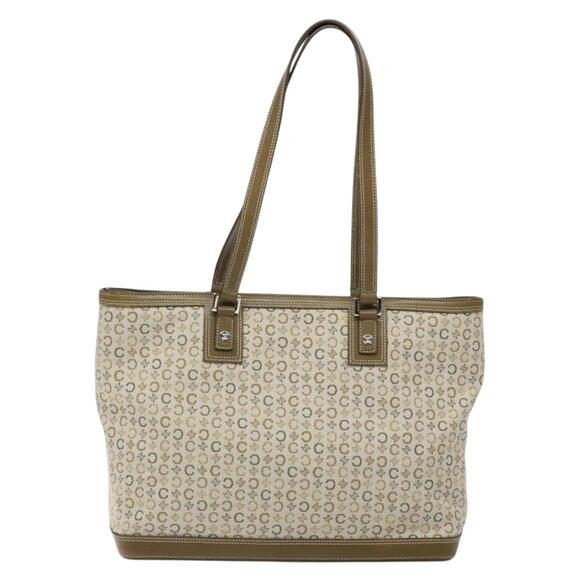 CELINE C Macadam Canvas Tote Bag Khaki Silver - Picture 3 of 13